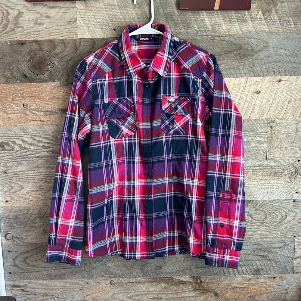 Red and Blue Button Down Shirt with Classic Plaid Design